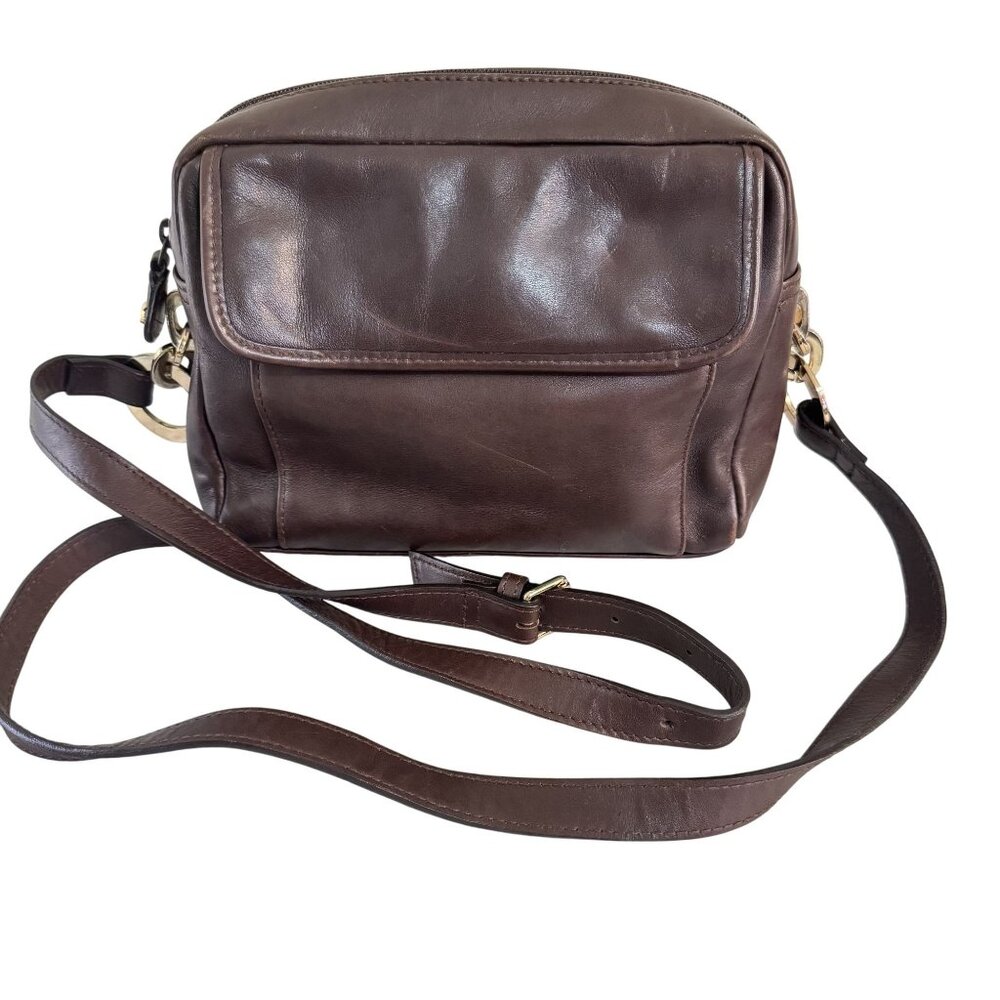 Vintage Leather Co. Liz Claiborne Womens Brown Leather‎ Crossbody Mini Bag